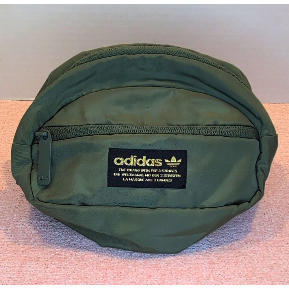 adidas Green Zip Waist Pack Unisex Adults 2 Pocket